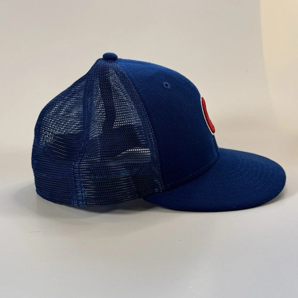 New Era Chicago Cubs Fitted Baseball Mesh On-Field Cap Hat 7 1/4 Blue Floral‎